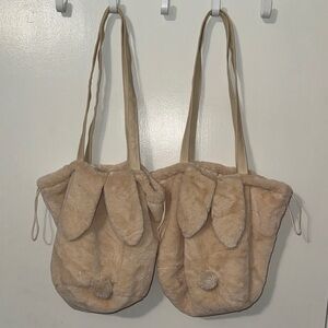 Cozy Tan Faux Fur Bunny ears and tail tote Bag